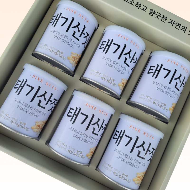 태기산잣,국내산 태기산잣 잣선물세트 6캔 840g 황잣 백잣 견과류 산지직송